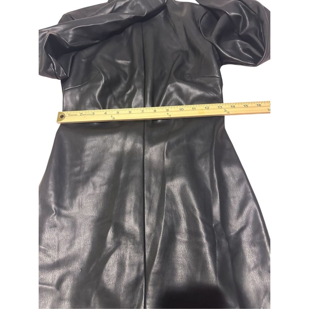 Staud Palettes Faux Leather High Neck Mini Dress Black Size 2 - Picture 4 of 14